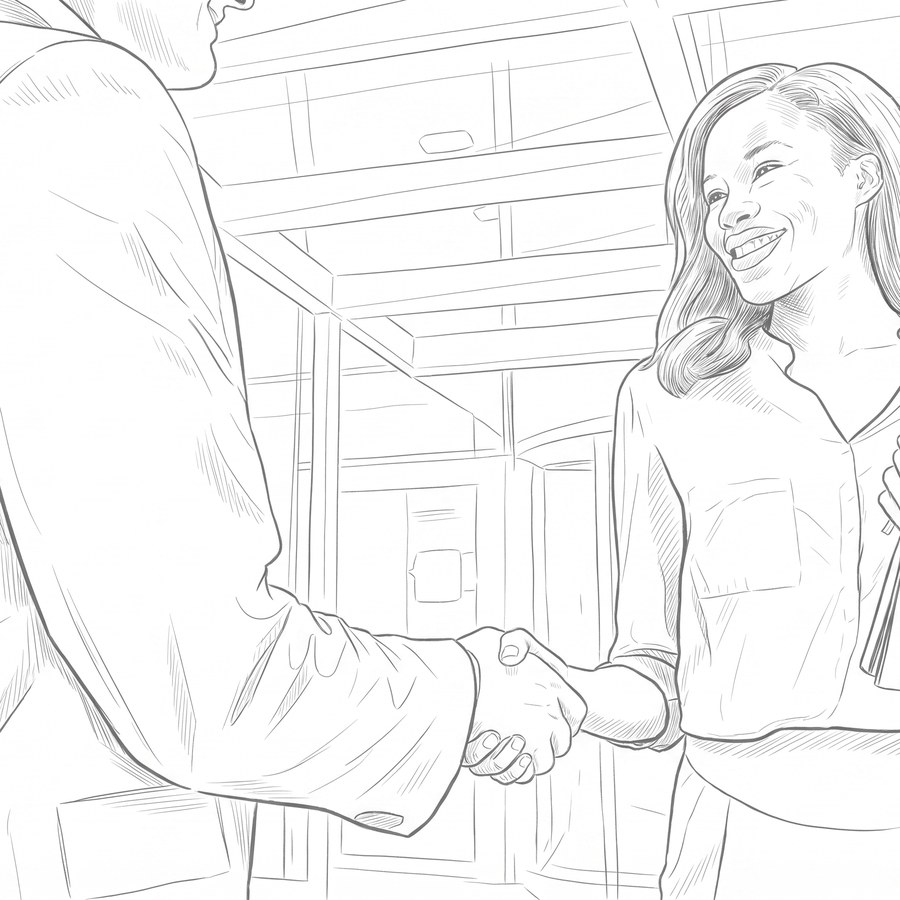 Illustration of two people shaking hands